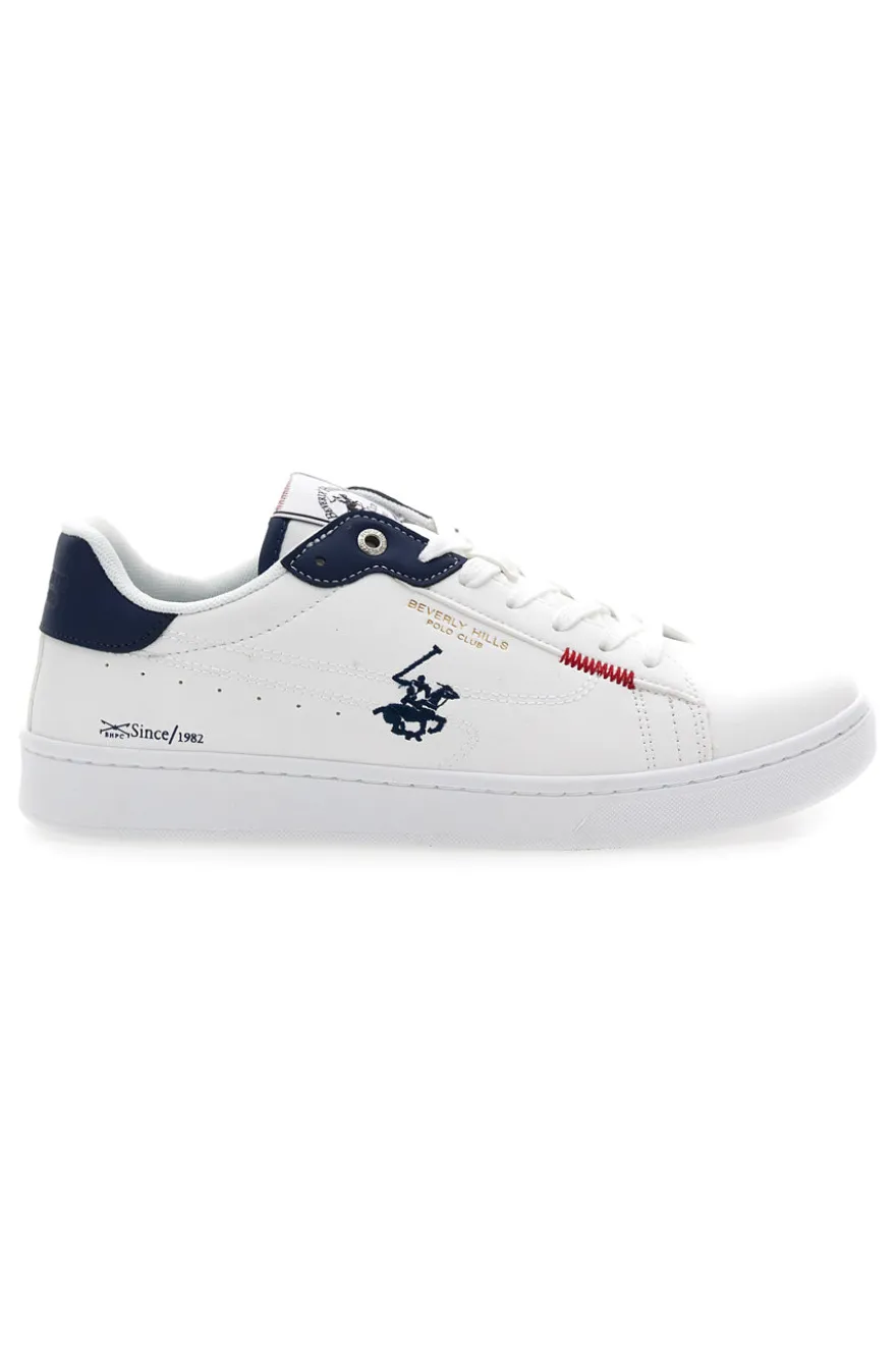 Weiße Schnürschuhe mit blauen Details BEVERLY HILLS POLO CLUB BHM514010
