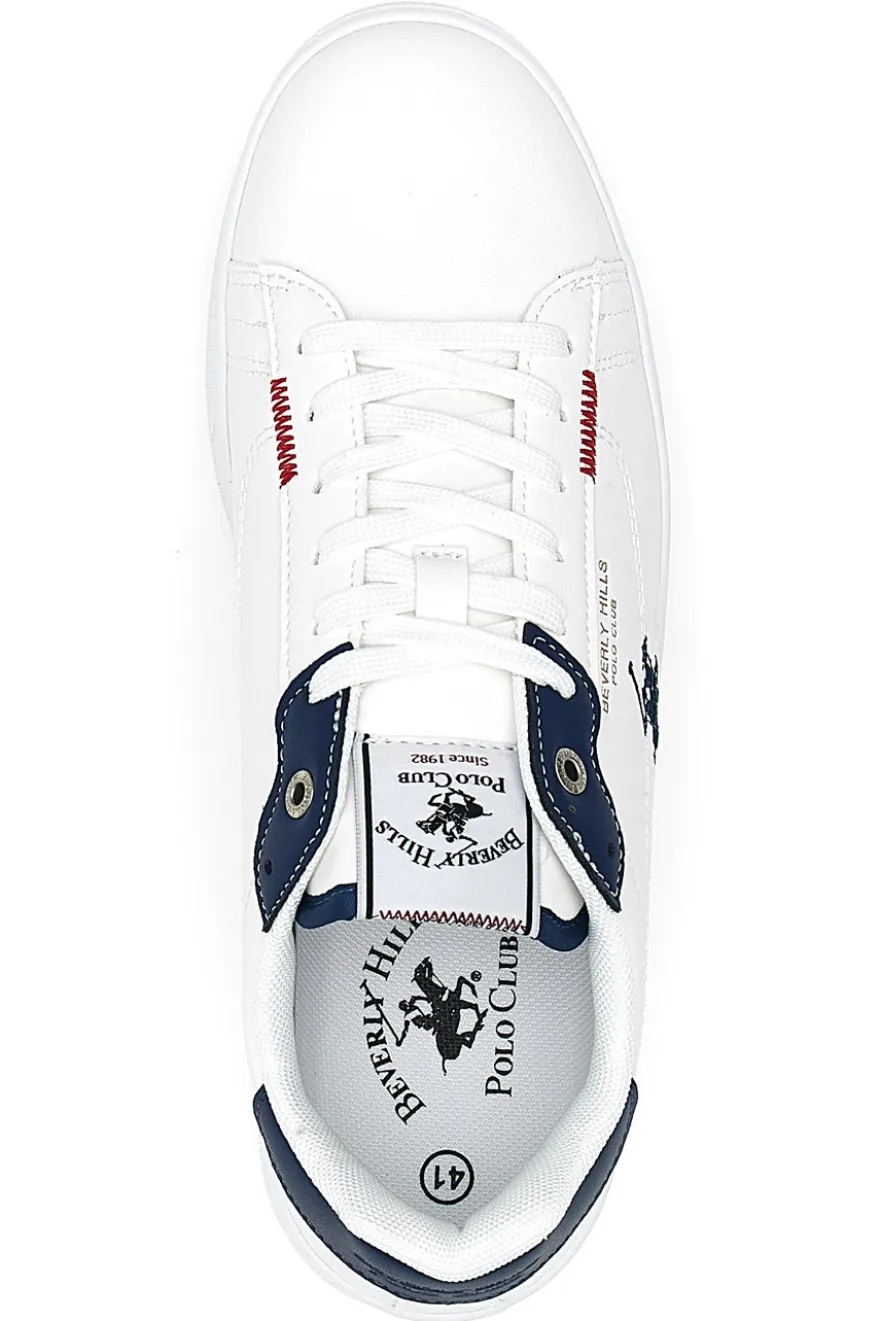 Weiße Schnürschuhe mit blauen Details BEVERLY HILLS POLO CLUB BHM514010