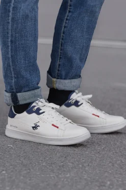 Weiße Schnürschuhe mit blauen Details BEVERLY HILLS POLO CLUB BHM514010