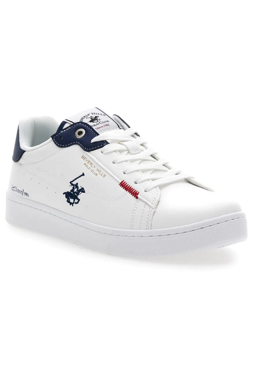 Weiße Schnürschuhe mit blauen Details BEVERLY HILLS POLO CLUB BHM514010