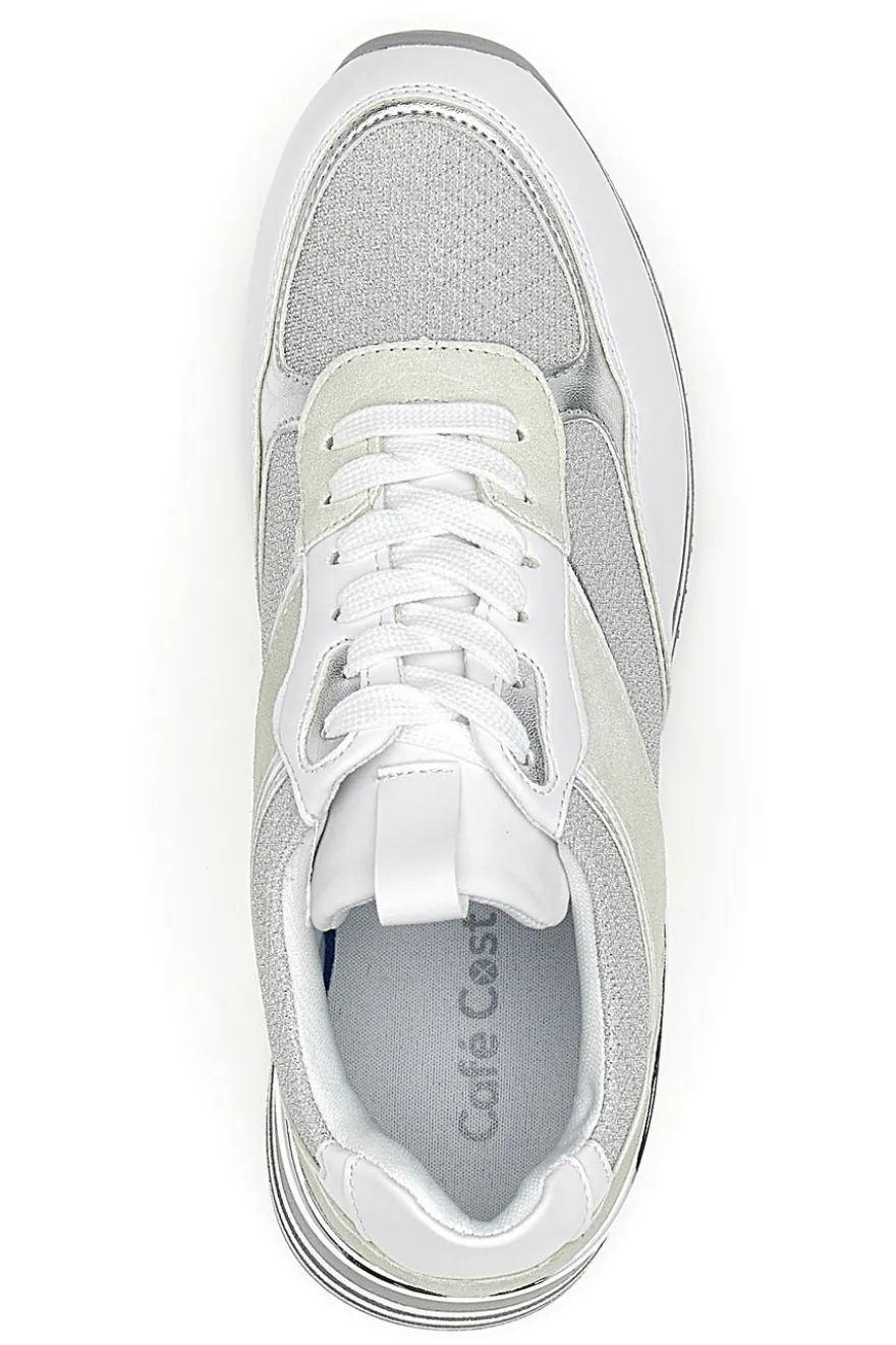 Weiße Schnürschuhe mit Plateau und Obermaterial mit Glitzer CAFE‘ COST H1506049