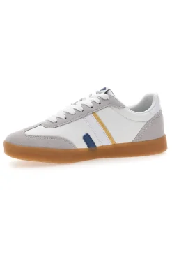 Weiße Schnürsneakers mit Baumwollgürtel und Leopardenmuster