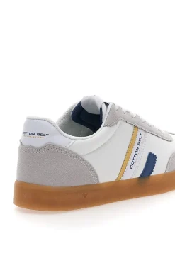 Weiße Schnürsneakers mit Baumwollgürtel und Leopardenmuster