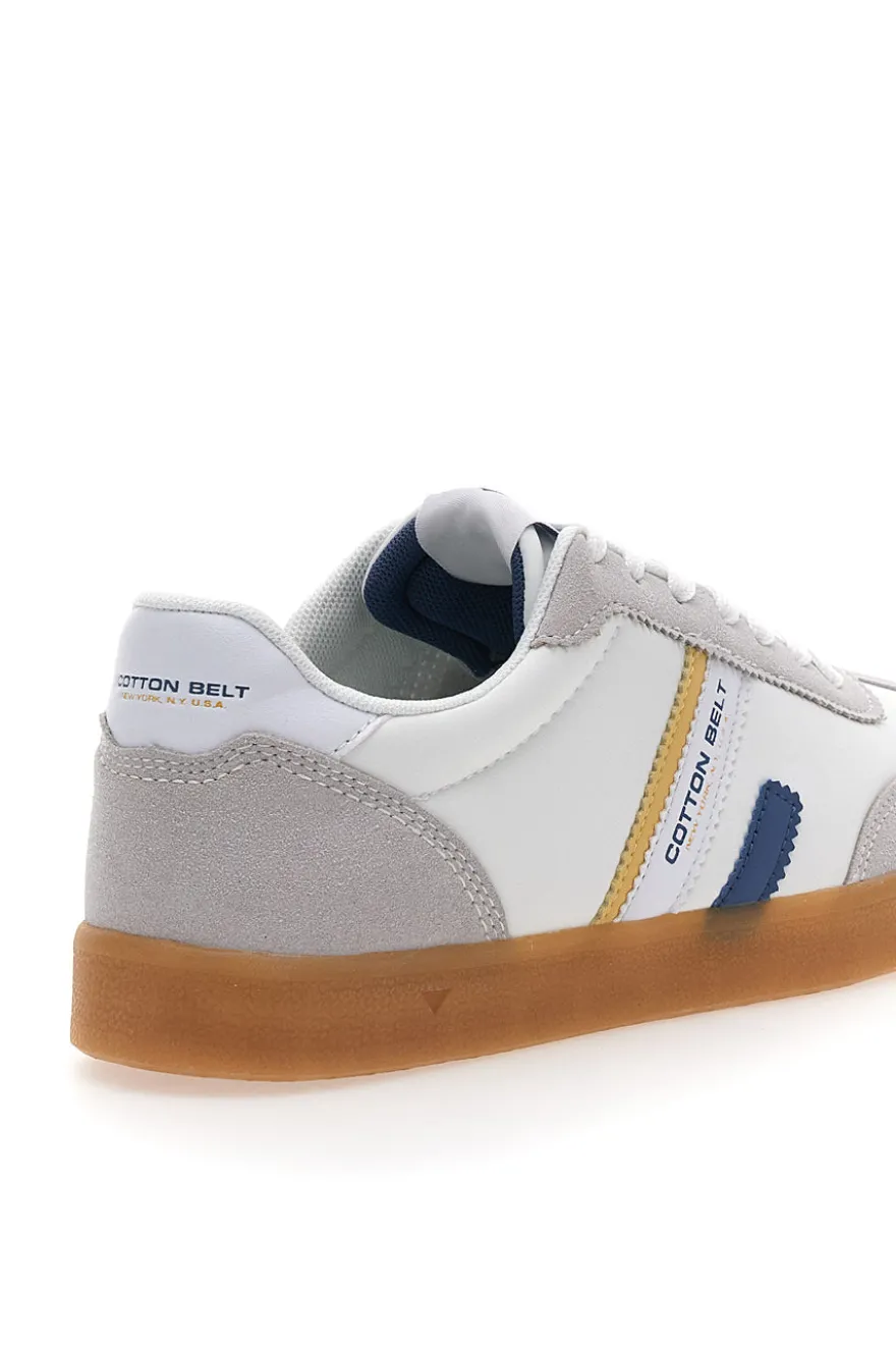 Weiße Schnürsneakers mit Baumwollgürtel und Leopardenmuster