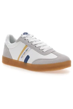 Weiße Schnürsneakers mit Baumwollgürtel und Leopardenmuster