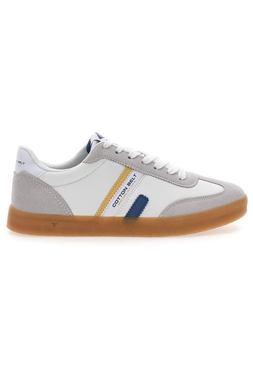 Weiße Schnürsneakers mit Baumwollgürtel und Leopardenmuster