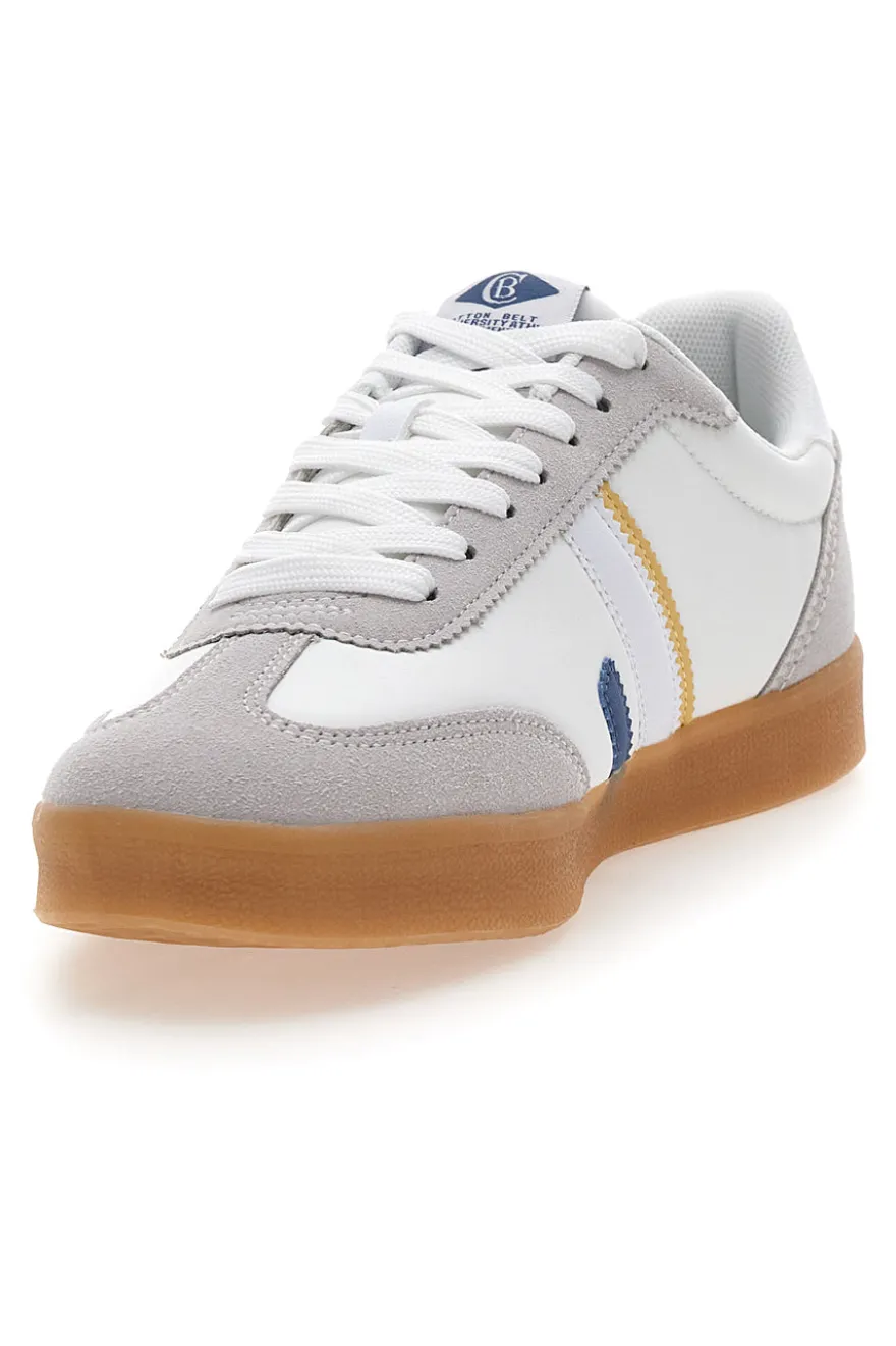 Weiße Schnürsneakers mit Baumwollgürtel und Leopardenmuster