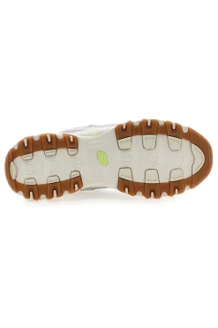 Weiße Schuhe mit schillernden Einsätzen und Memory Foam Skechers D'Lites Dazzling Shine