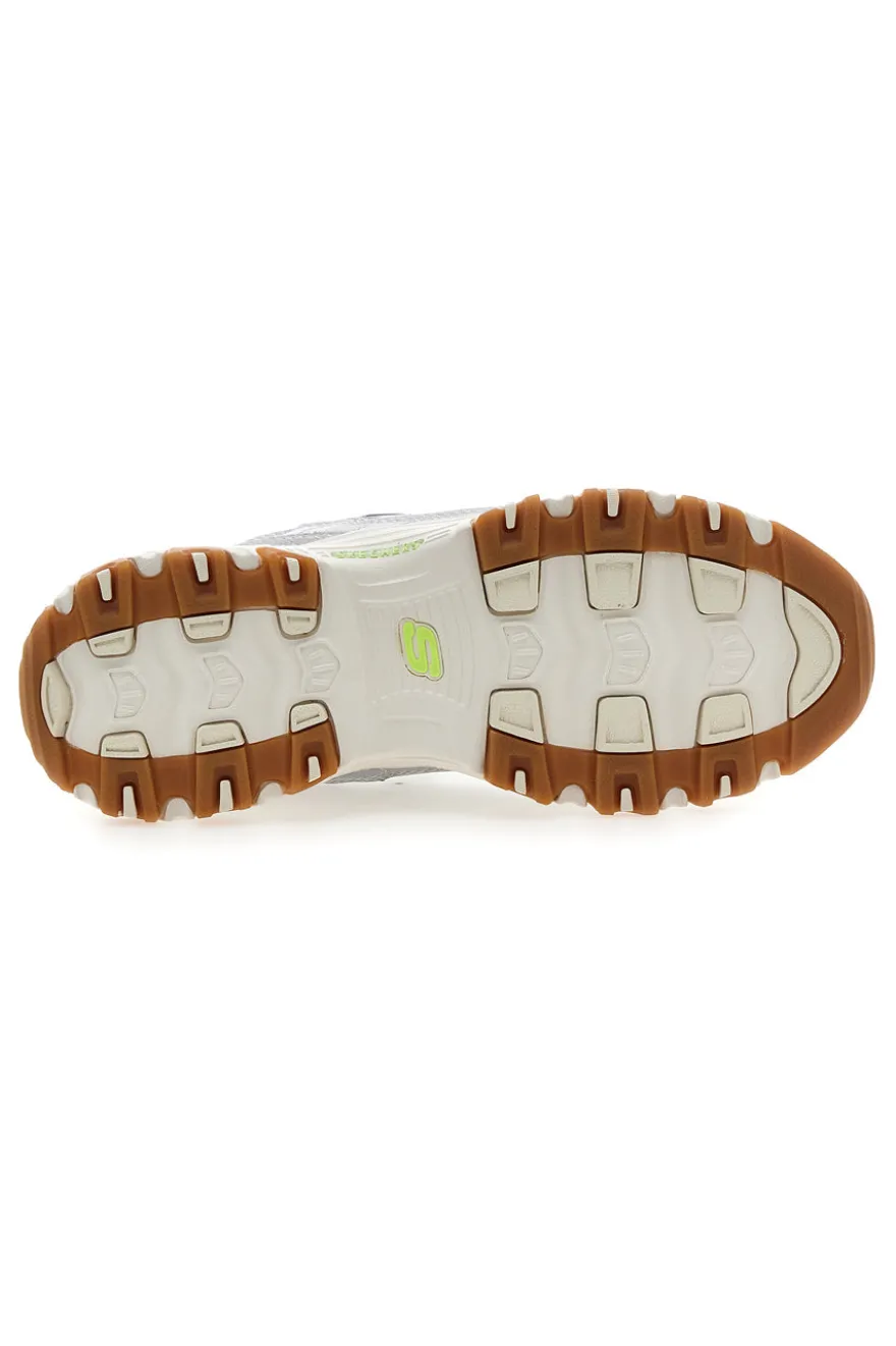 Weiße Schuhe mit schillernden Einsätzen und Memory Foam Skechers D'Lites Dazzling Shine