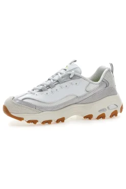 Weiße Schuhe mit schillernden Einsätzen und Memory Foam Skechers D'Lites Dazzling Shine