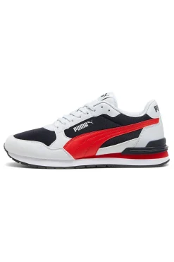 Weiße, schwarze und rote Sneakers aus Mesh mit SoftFoam+-Einlegesohle Puma ST Runner v4 Mesh