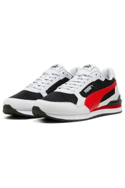 Weiße, schwarze und rote Sneakers aus Mesh mit SoftFoam+-Einlegesohle Puma ST Runner v4 Mesh
