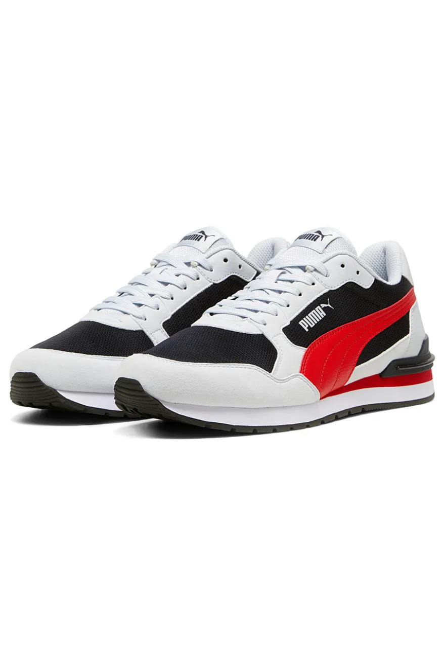 Weiße, schwarze und rote Sneakers aus Mesh mit SoftFoam+-Einlegesohle Puma ST Runner v4 Mesh