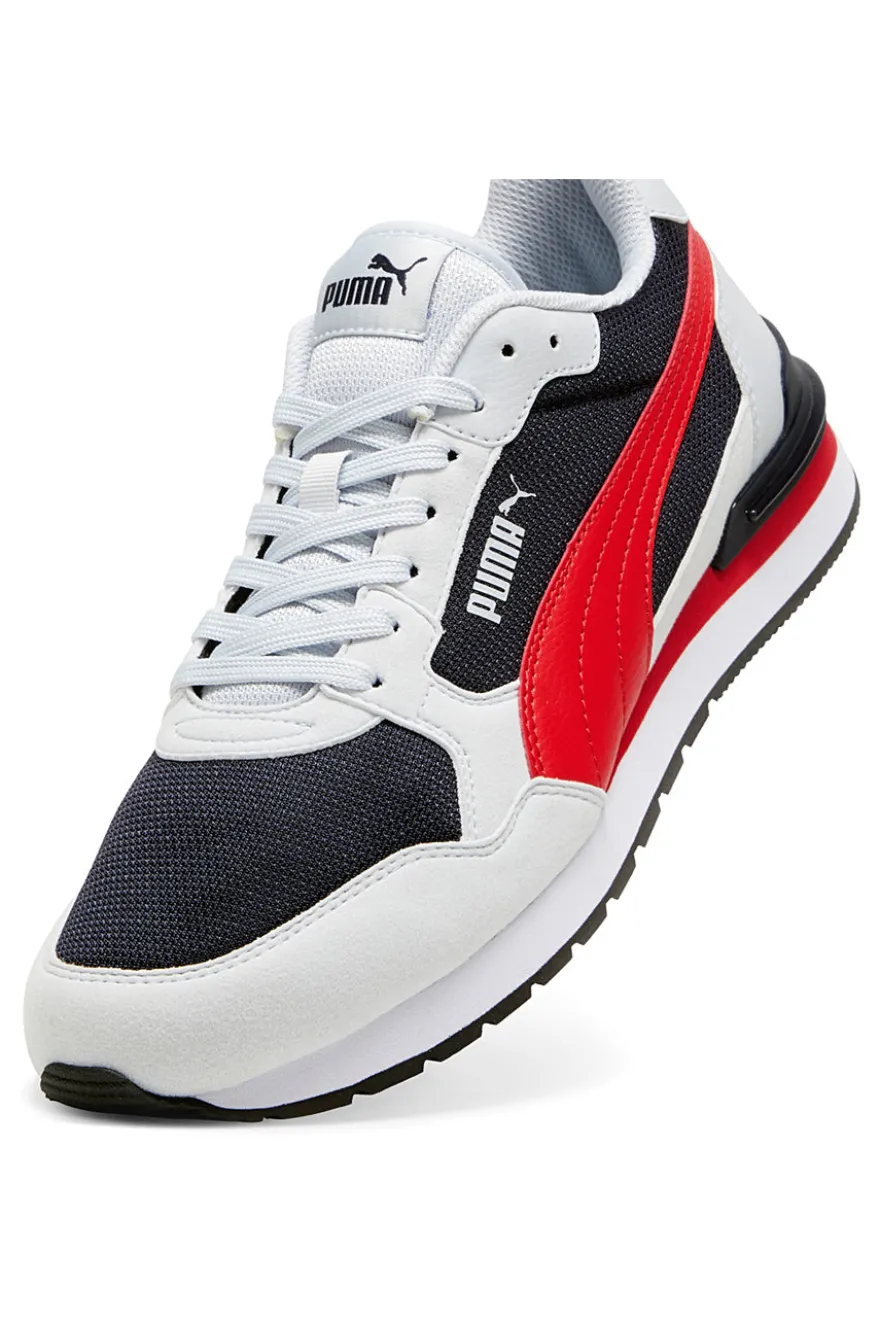 Weiße, schwarze und rote Sneakers aus Mesh mit SoftFoam+-Einlegesohle Puma ST Runner v4 Mesh