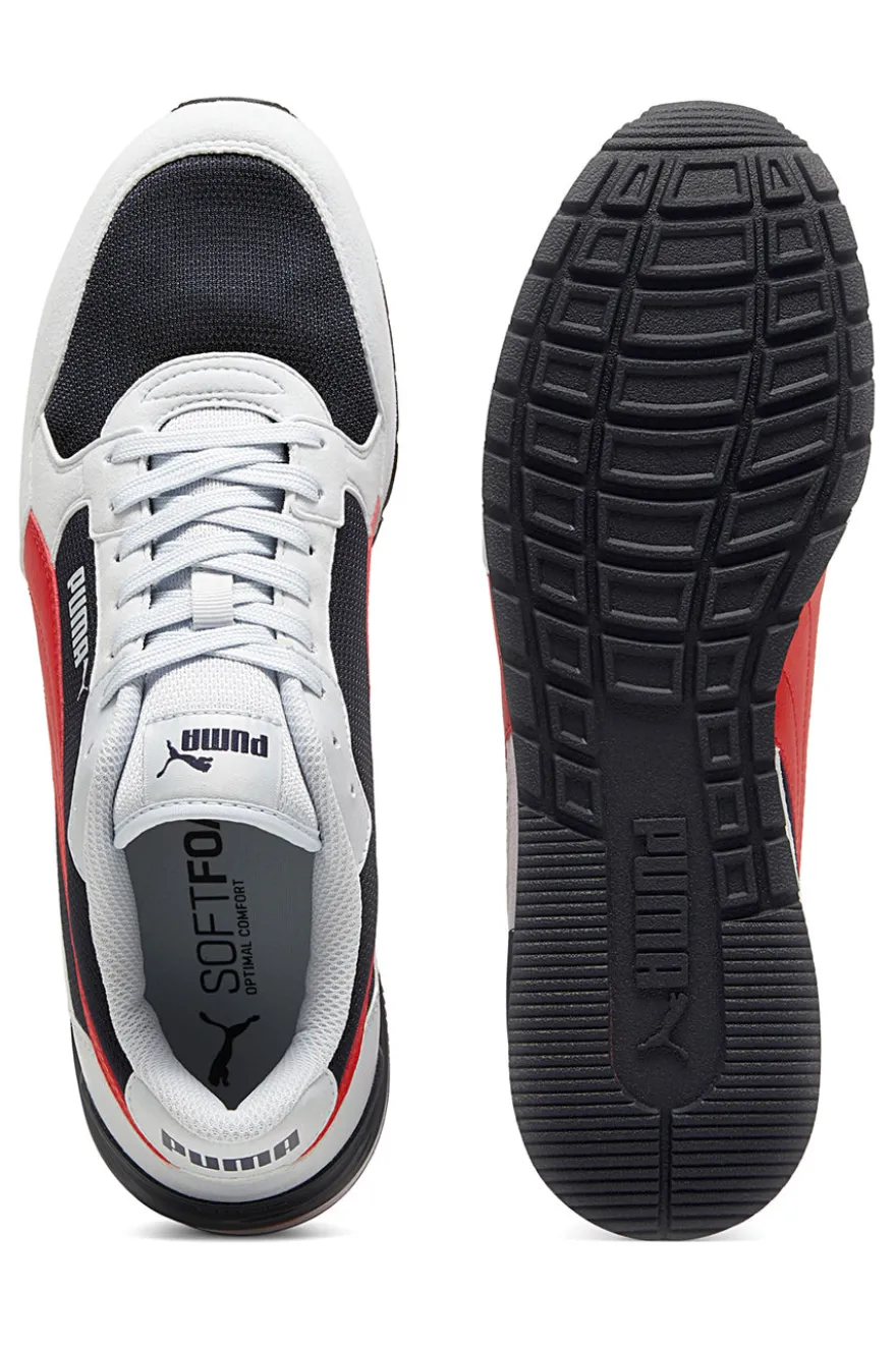 Weiße, schwarze und rote Sneakers aus Mesh mit SoftFoam+-Einlegesohle Puma ST Runner v4 Mesh