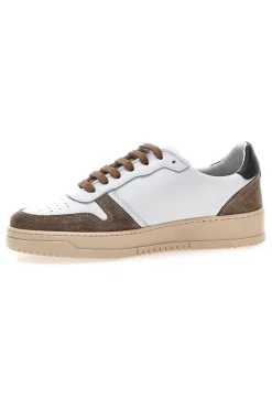 Weiße Sneakers aus echtem Leder mit braunen Details PTR 3002