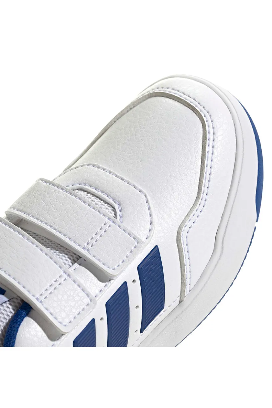 Weiße Sneakers mit blauen Details und doppeltem Klettverschluss Adidas Tensaur Sport 3.0 Cf K