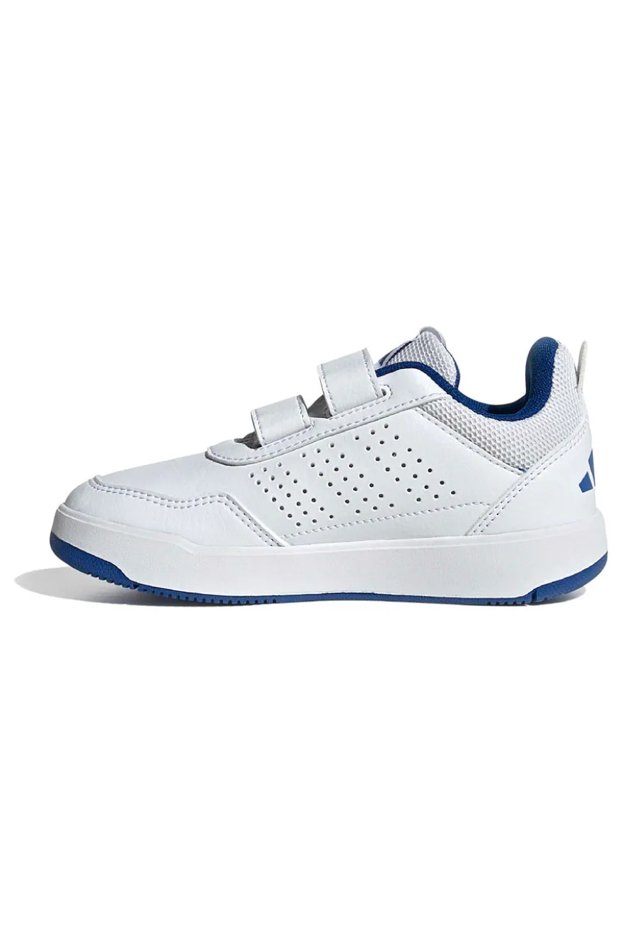 Weiße Sneakers mit blauen Details und doppeltem Klettverschluss Adidas Tensaur Sport 3.0 Cf K