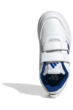 Weiße Sneakers mit blauen Details und doppeltem Klettverschluss Adidas Tensaur Sport 3.0 Cf K