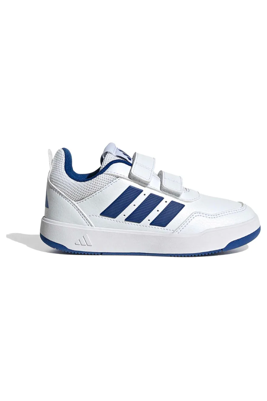 Weiße Sneakers mit blauen Details und doppeltem Klettverschluss Adidas Tensaur Sport 3.0 Cf K