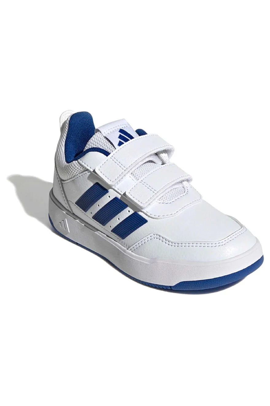 Weiße Sneakers mit blauen Details und doppeltem Klettverschluss Adidas Tensaur Sport 3.0 Cf K