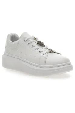 Weiße Sneakers mit dekorativen Clips CAFE' COST LAILITZ004