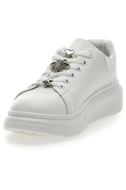 Weiße Sneakers mit dekorativen Clips CAFE' COST LAILITZ004
