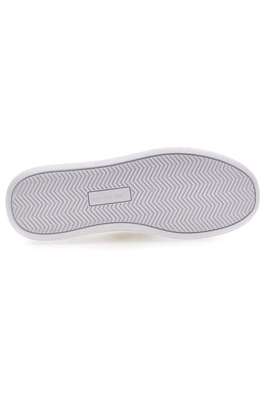 Weiße Sneakers mit goldenen Seitenstreifen Baumwollgürtel BRIGHTON 2.0 LTH