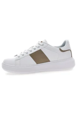 Weiße Sneakers mit goldenen Seitenstreifen Baumwollgürtel BRIGHTON 2.0 LTH