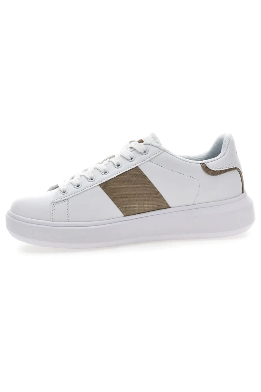 Weiße Sneakers mit goldenen Seitenstreifen Baumwollgürtel BRIGHTON 2.0 LTH