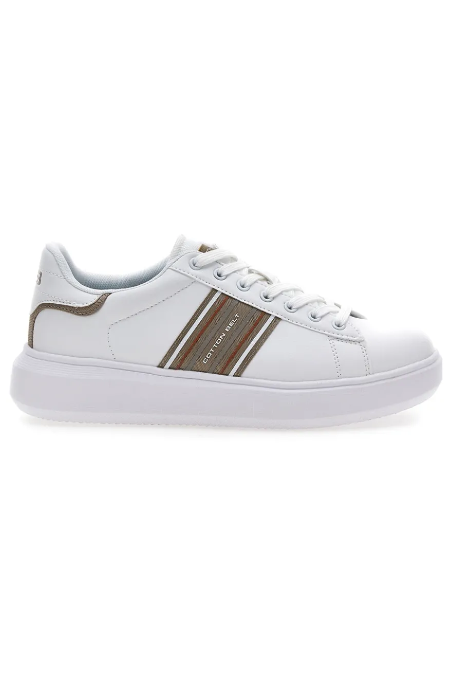 Weiße Sneakers mit goldenen Seitenstreifen Baumwollgürtel BRIGHTON 2.0 LTH