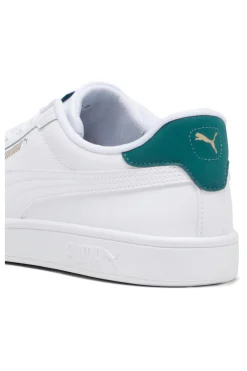 Weiße Sneakers mit grünen Details aus Komfortleder Puma Smash 3.0 L
