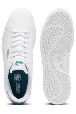 Weiße Sneakers mit grünen Details aus Komfortleder Puma Smash 3.0 L