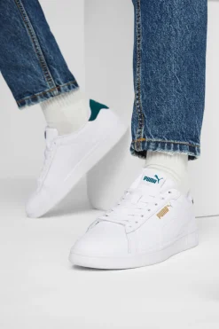 Weiße Sneakers mit grünen Details aus Komfortleder Puma Smash 3.0 L