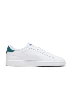 Weiße Sneakers mit grünen Details aus Komfortleder Puma Smash 3.0 L