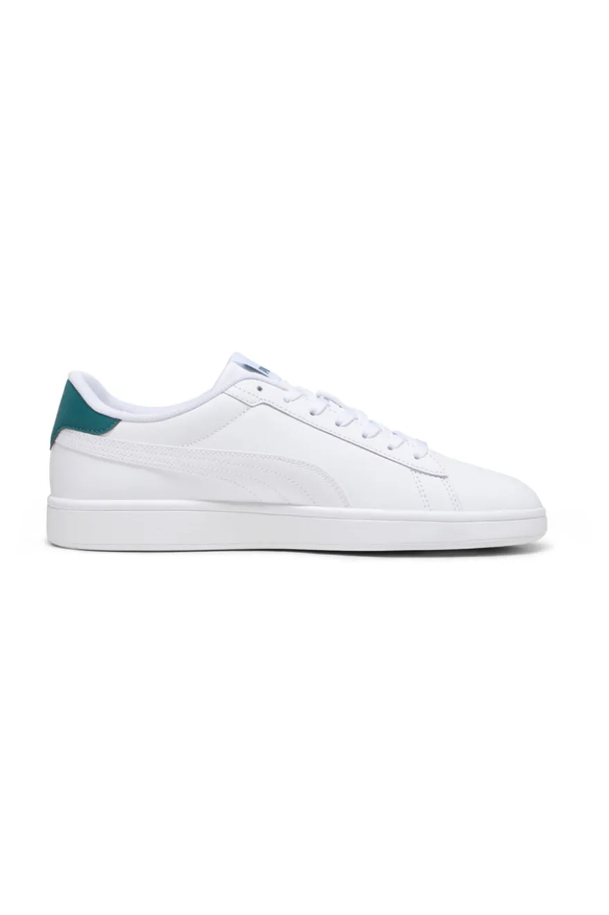 Weiße Sneakers mit grünen Details aus Komfortleder Puma Smash 3.0 L