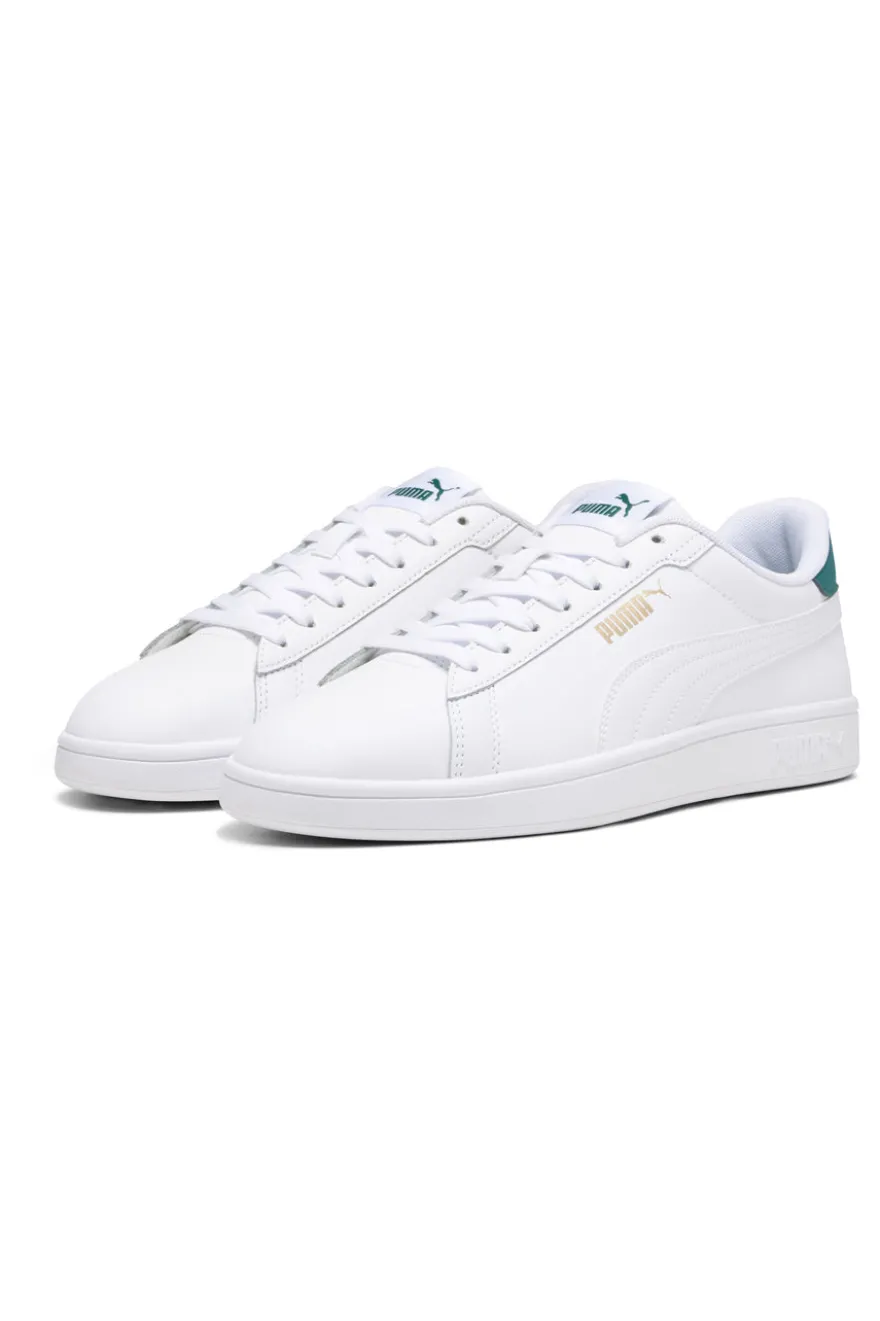 Weiße Sneakers mit grünen Details aus Komfortleder Puma Smash 3.0 L