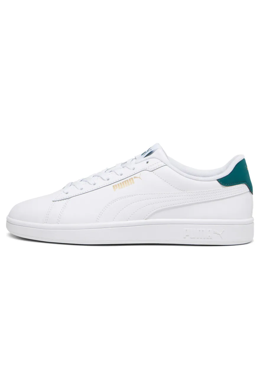 Weiße Sneakers mit grünen Details aus Komfortleder Puma Smash 3.0 L