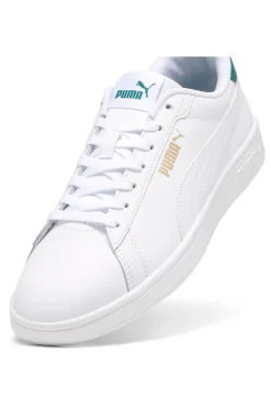 Weiße Sneakers mit grünen Details aus Komfortleder Puma Smash 3.0 L