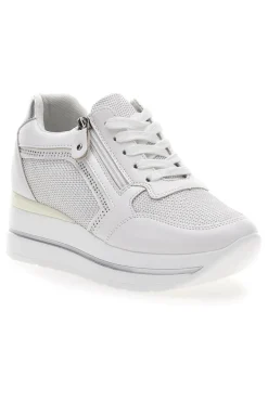 Weiße Sneakers mit Keilabsatz und seitlichem Reißverschluss ENERGY E45