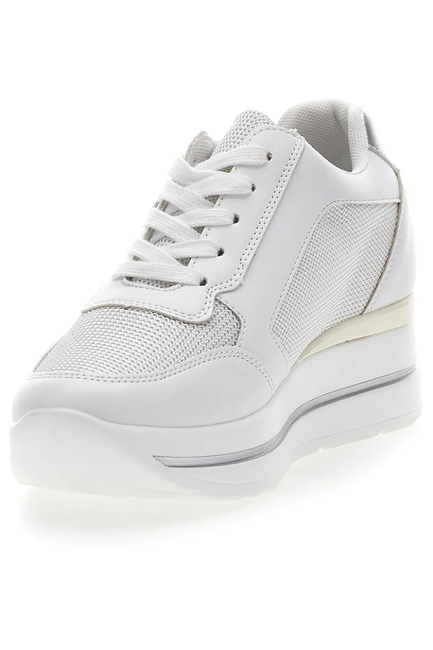 Weiße Sneakers mit Keilabsatz und seitlichem Reißverschluss ENERGY E45