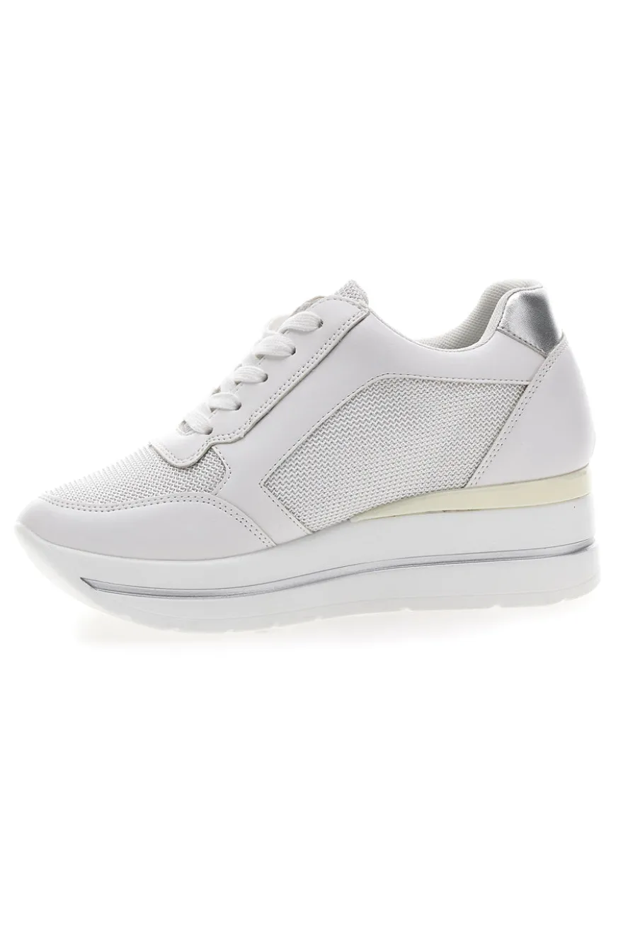 Weiße Sneakers mit Keilabsatz und seitlichem Reißverschluss ENERGY E45