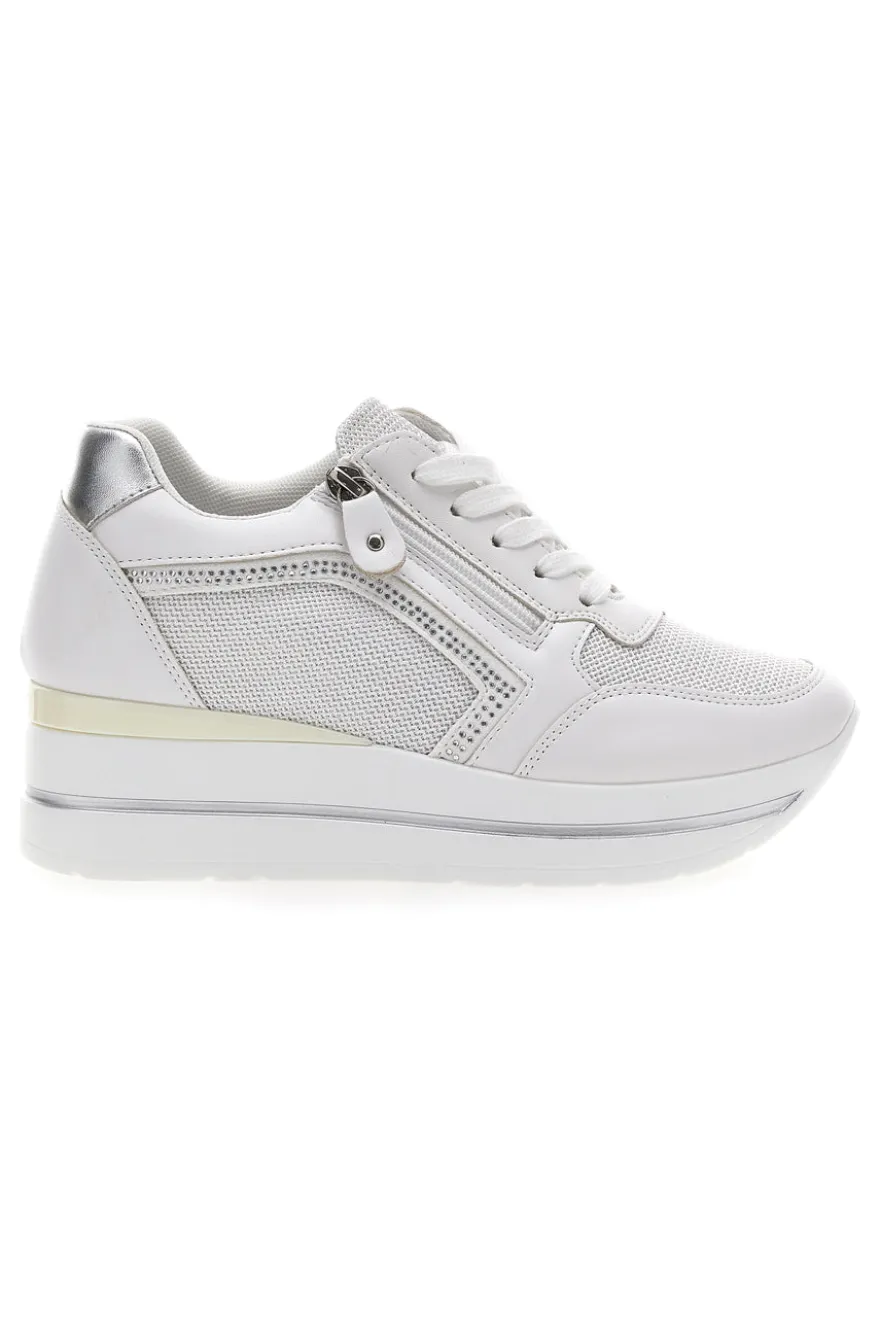 Weiße Sneakers mit Keilabsatz und seitlichem Reißverschluss ENERGY E45