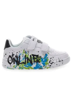 Weiße Sneakers mit Klettverschluss und perforiertem Obermaterial PITT KIDS K191562