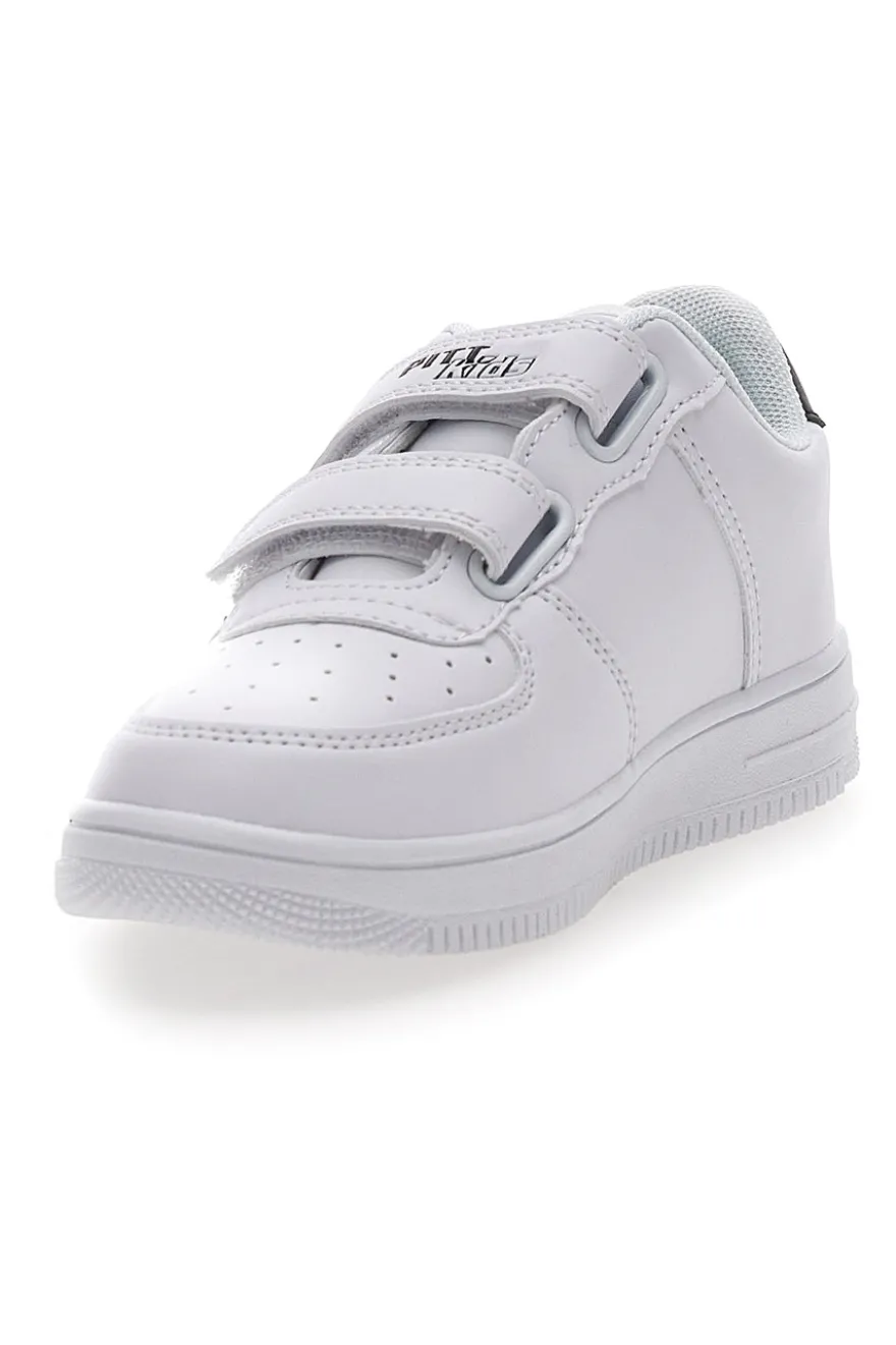 Weiße Sneakers mit Klettverschluss und perforiertem Obermaterial PITT KIDS K191562