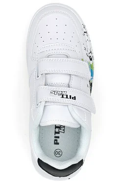 Weiße Sneakers mit Klettverschluss und perforiertem Obermaterial PITT KIDS K191562