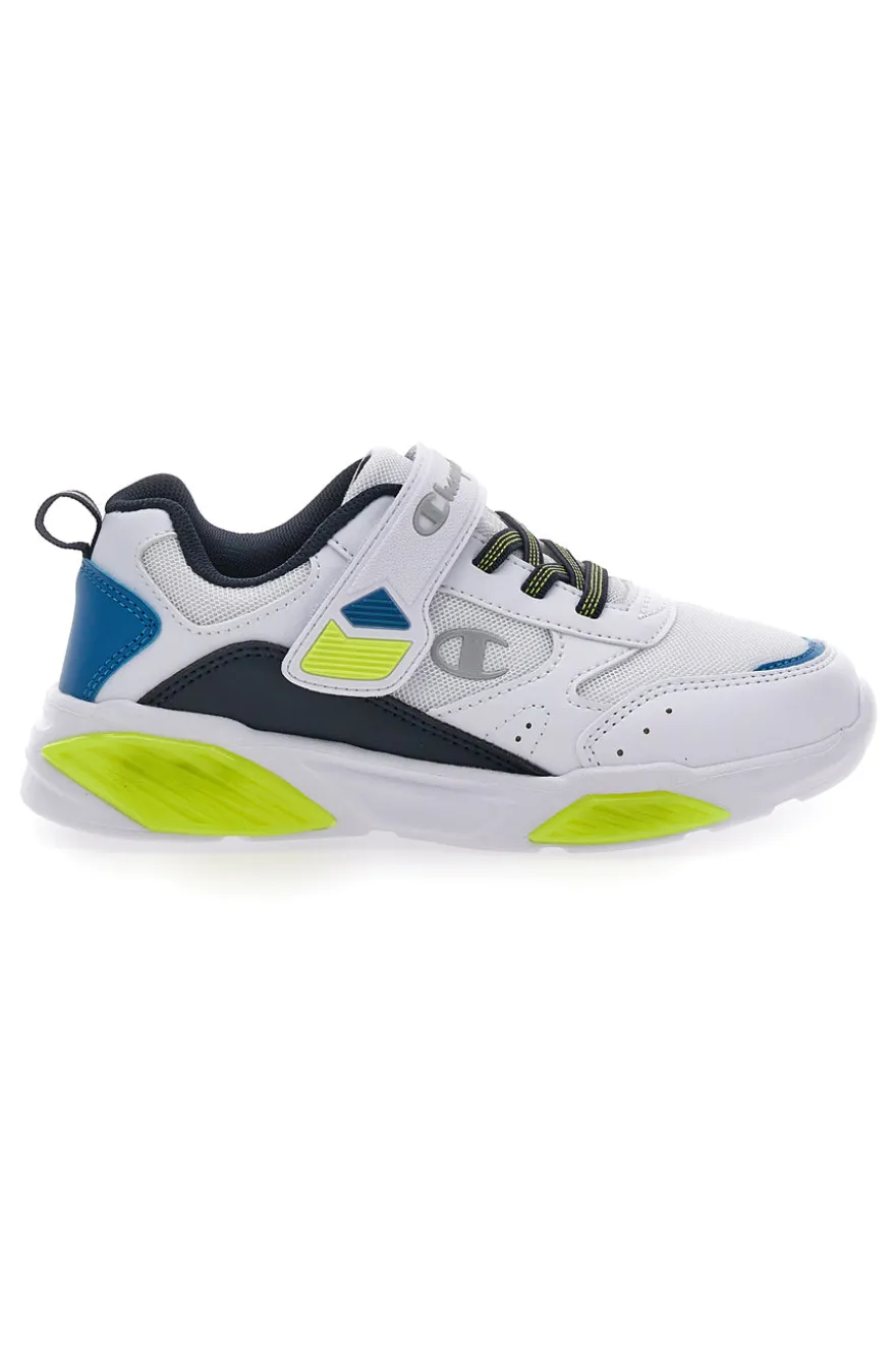 Weiße Sneakers mit Lichtern und blauen und grünen Details CHAMPION WAVE B PS