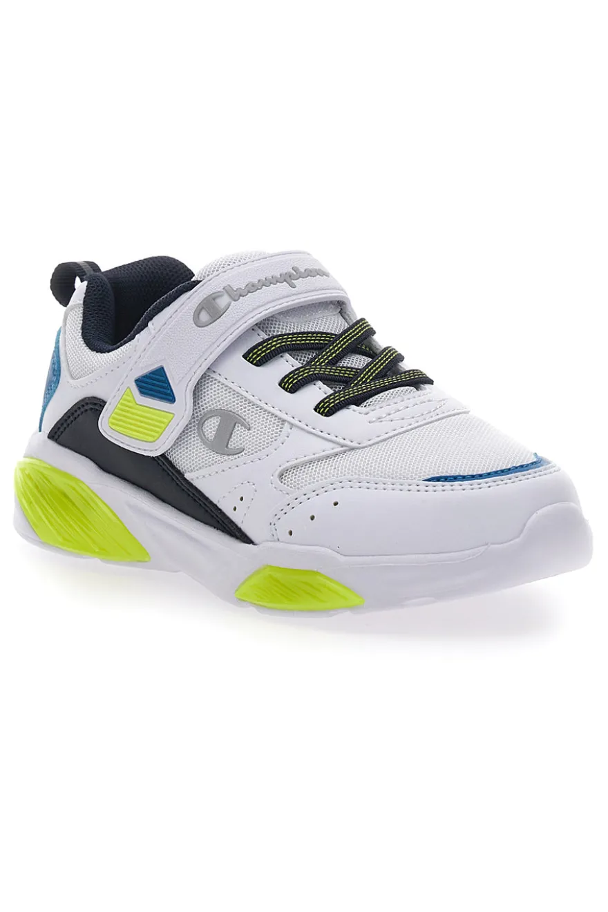 Weiße Sneakers mit Lichtern und blauen und grünen Details CHAMPION WAVE B PS