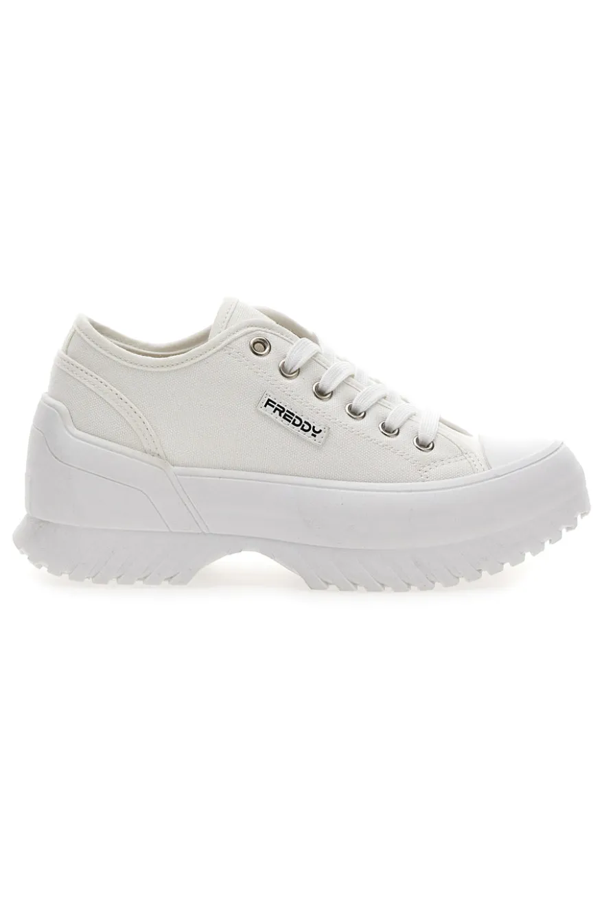 Weiße Sneakers mit Plateau Freddy 7601