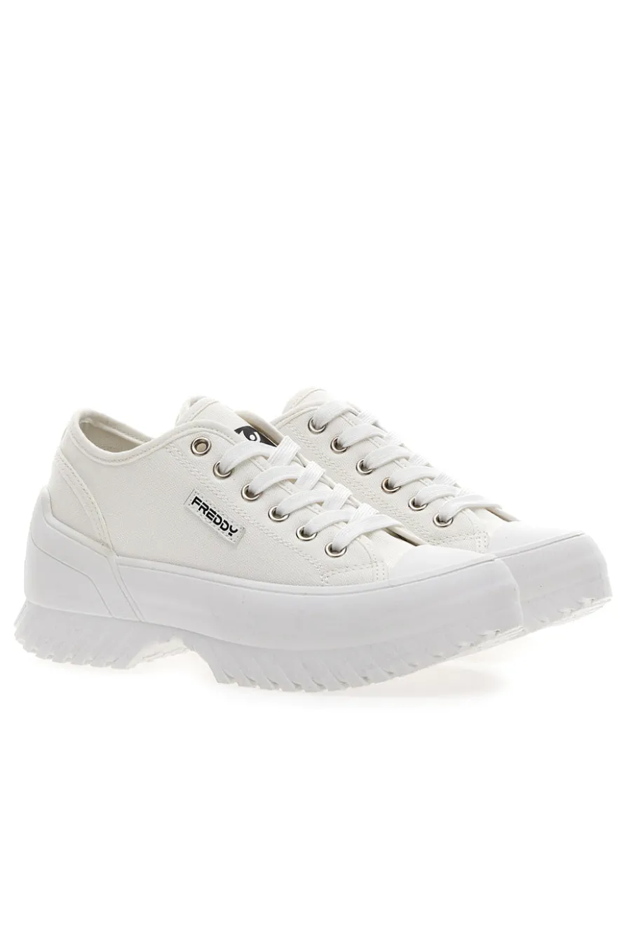 Weiße Sneakers mit Plateau Freddy 7601
